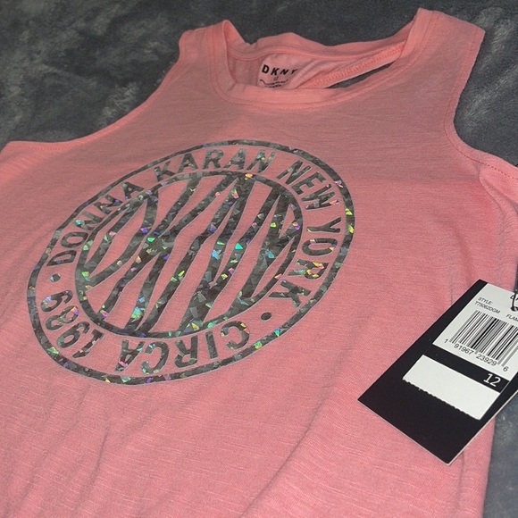 DKNY Donna Karen - girls twist back tank Size 12 -Silver iridescent print. - Picture 8 of 11